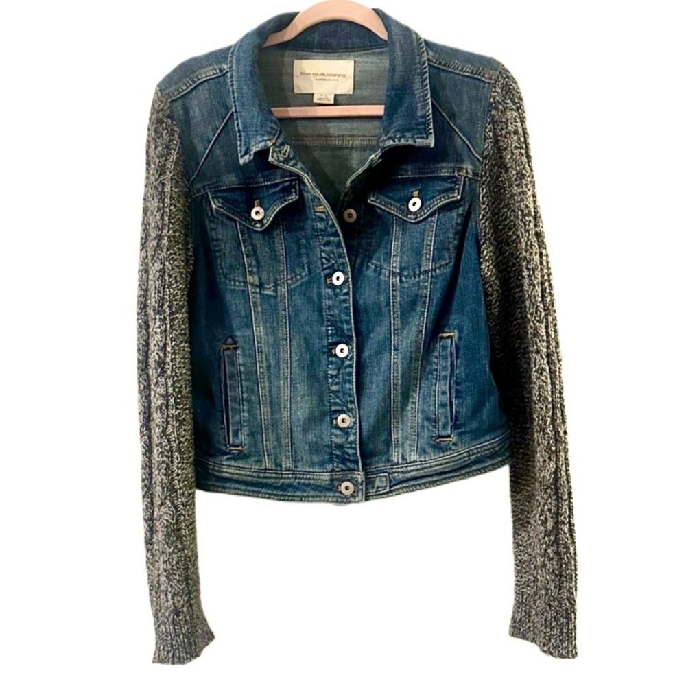 Anthropologie Pilcro size L Denim Jacket with Knit Sleeves